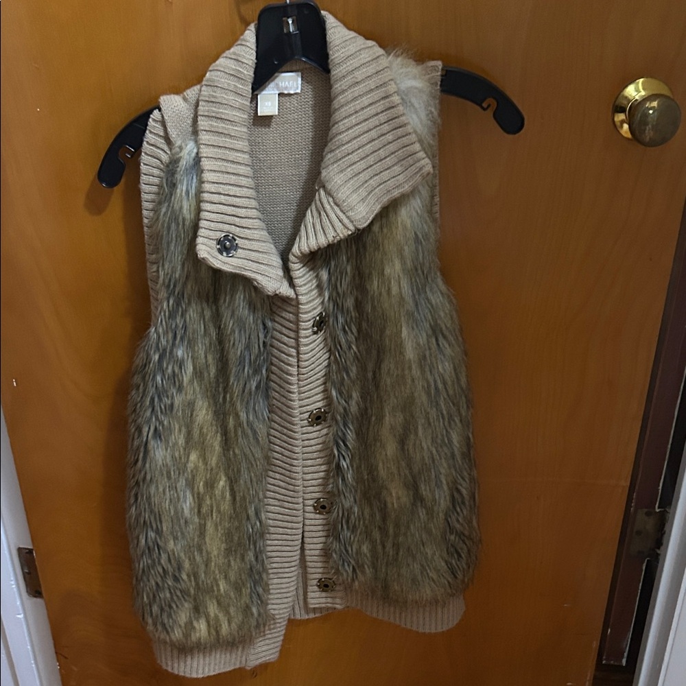 MICHAEL Michael Kors Tan and Brown Fur Vest